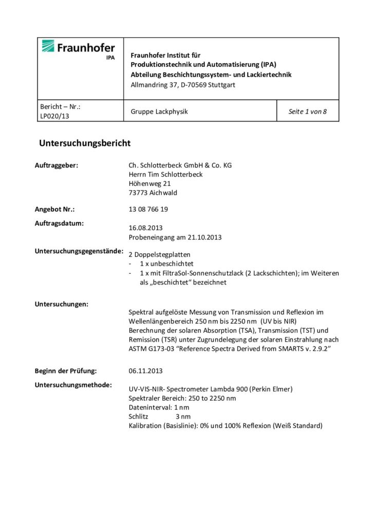 Prüfbericht FiltraSol 2013 11 08